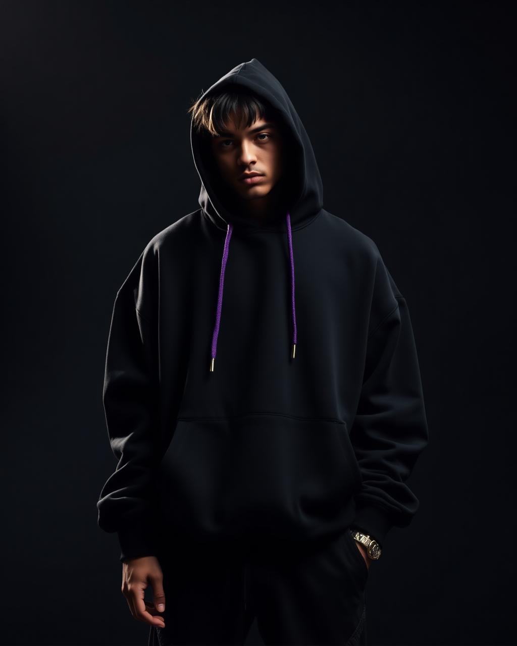 Modelo vestindo streetwear Correria